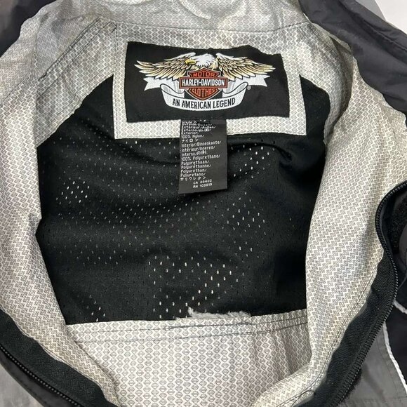 Harley-Davidson Mens Medium Hooded Jacket Lightweight Gray/Black/Orange - Picture 10 of 16